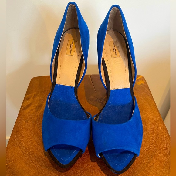 Zara Collection Suede Royal Blue Platform Heels size 9 - Picture 3 of 6
